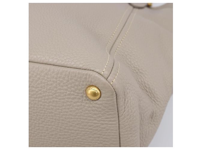 Saco Tote PRADA em couro Taurillon Clemence Cinza Gold Auth am12588V Marrom Dourado - vista 14