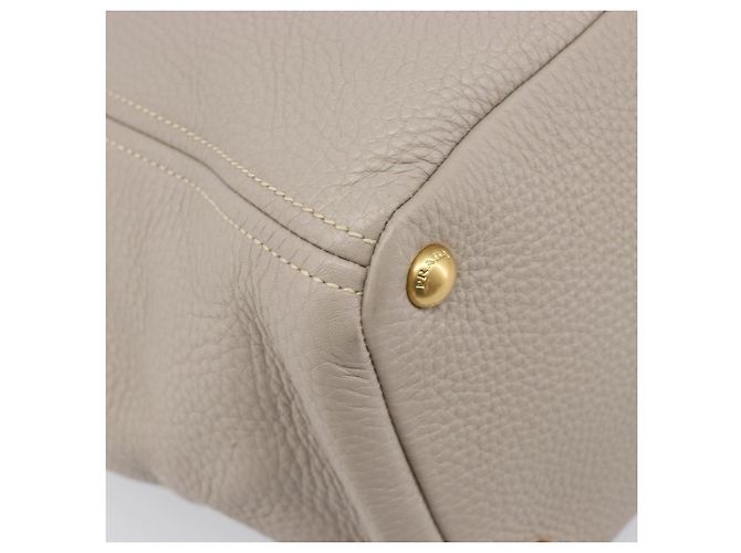 Saco Tote PRADA em couro Taurillon Clemence Cinza Gold Auth am12588V Marrom Dourado - vista 15