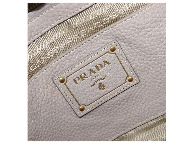 Saco Tote PRADA em couro Taurillon Clemence Cinza Gold Auth am12588V Marrom Dourado - vista 20