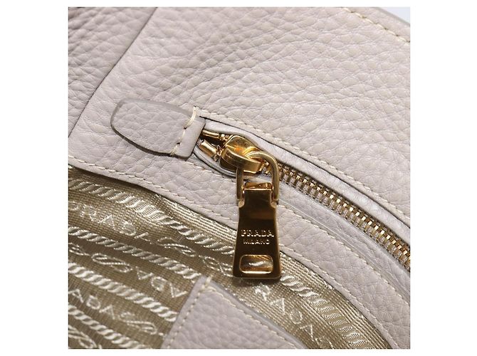 Saco Tote PRADA em couro Taurillon Clemence Cinza Gold Auth am12588V Marrom Dourado - vista 23