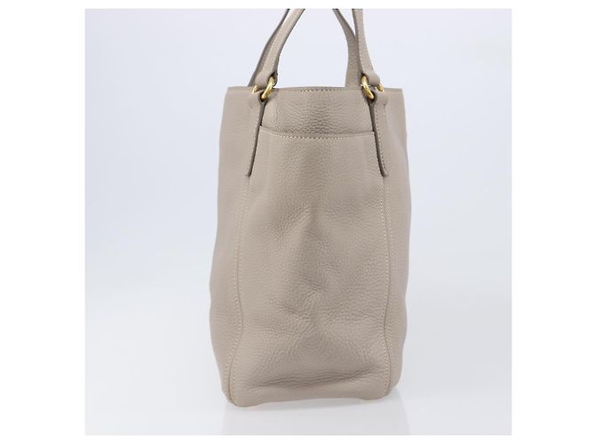 Saco Tote PRADA em couro Taurillon Clemence Cinza Gold Auth am12588V Marrom Dourado - vista 4