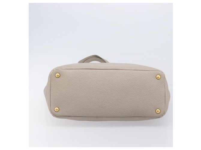 Saco Tote PRADA em couro Taurillon Clemence Cinza Gold Auth am12588V Marrom Dourado - vista 5