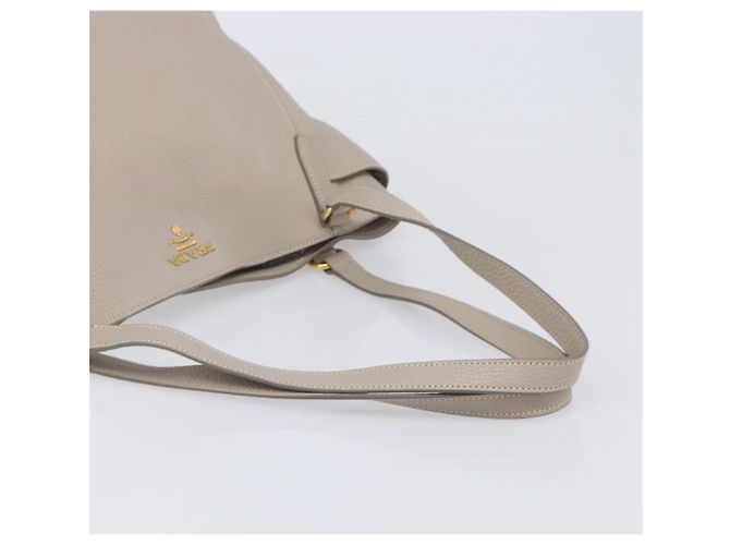 Saco Tote PRADA em couro Taurillon Clemence Cinza Gold Auth am12588V Marrom Dourado - vista 7