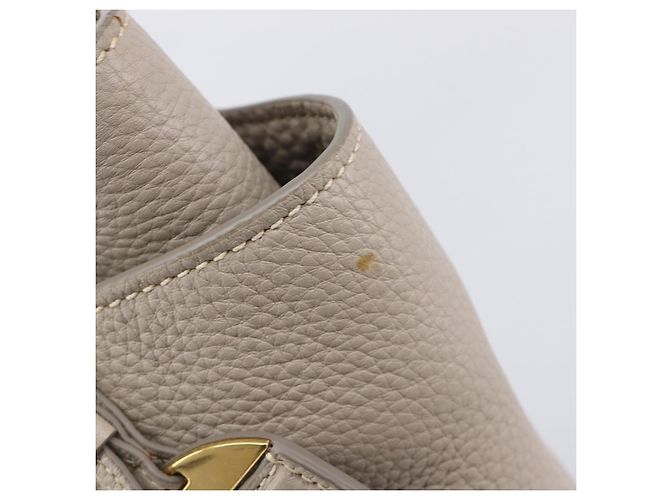 Saco Tote PRADA em couro Taurillon Clemence Cinza Gold Auth am12588V Marrom Dourado - vista 9