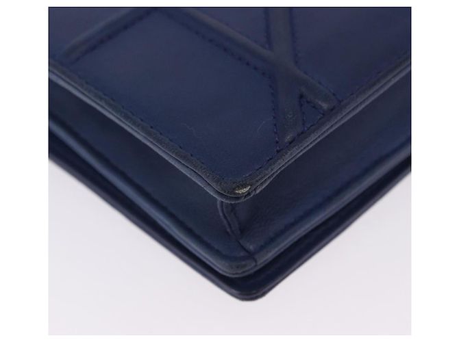 Borsa a tracolla con catena Christian Dior Diorama in pelle blu e argento autentica 204772V - vista 15
