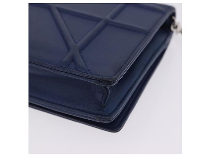 Borsa a tracolla con catena Christian Dior Diorama in pelle blu e argento autentica 204772V - vista 16