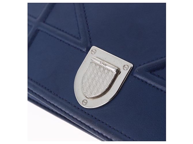 Borsa a tracolla con catena Christian Dior Diorama in pelle blu e argento autentica 204772V - vista 18