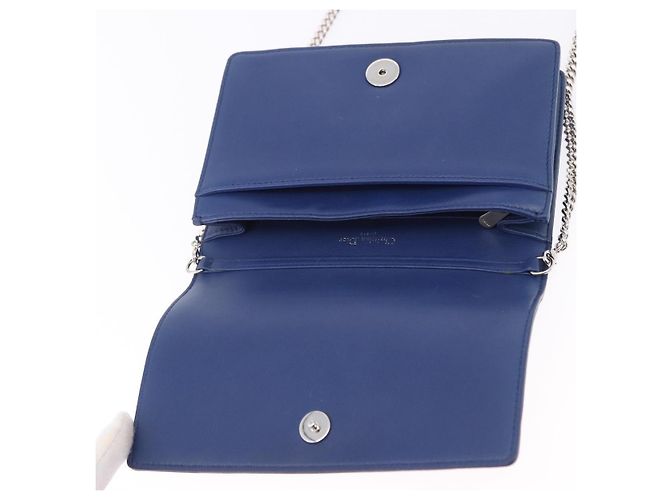 Borsa a tracolla con catena Christian Dior Diorama in pelle blu e argento autentica 204772V - vista 19