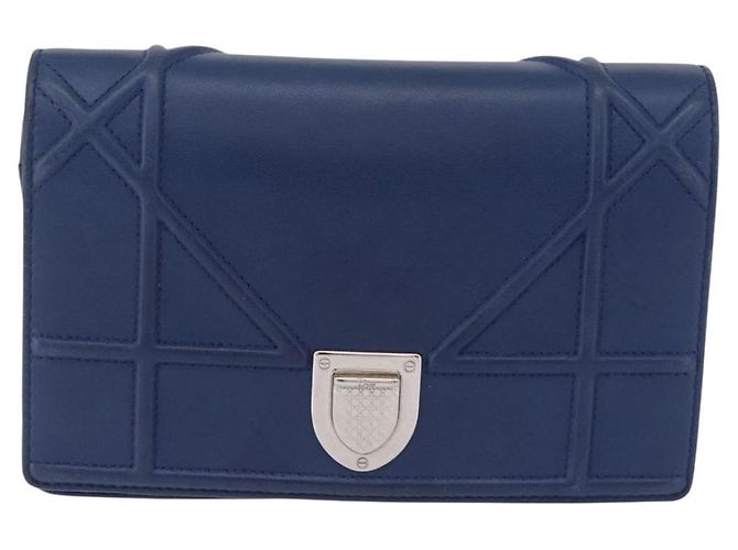 Borsa a tracolla con catena Christian Dior Diorama in pelle blu e argento autentica 204772V - vista 2
