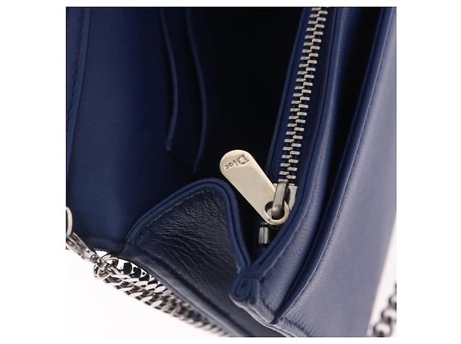 Borsa a tracolla con catena Christian Dior Diorama in pelle blu e argento autentica 204772V - vista 28
