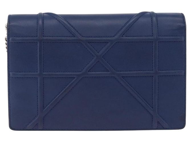 Borsa a tracolla con catena Christian Dior Diorama in pelle blu e argento autentica 204772V - vista 4