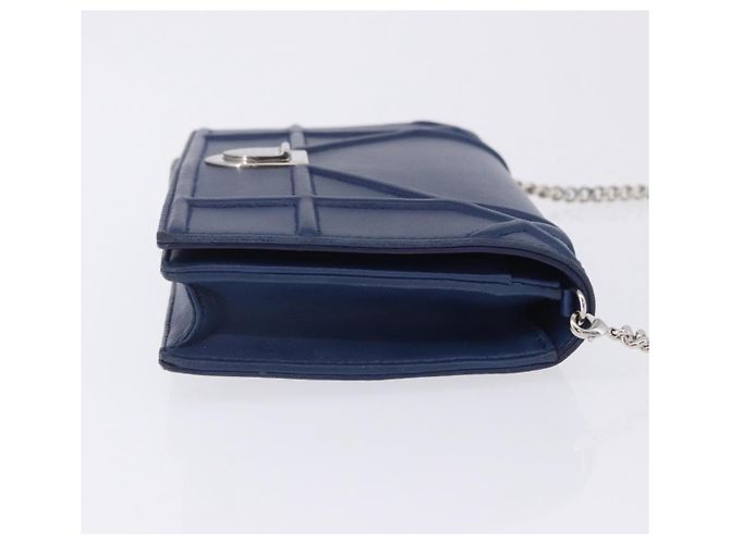Borsa a tracolla con catena Christian Dior Diorama in pelle blu e argento autentica 204772V - vista 5
