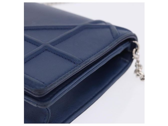 Borsa a tracolla con catena Christian Dior Diorama in pelle blu e argento autentica 204772V - vista 6