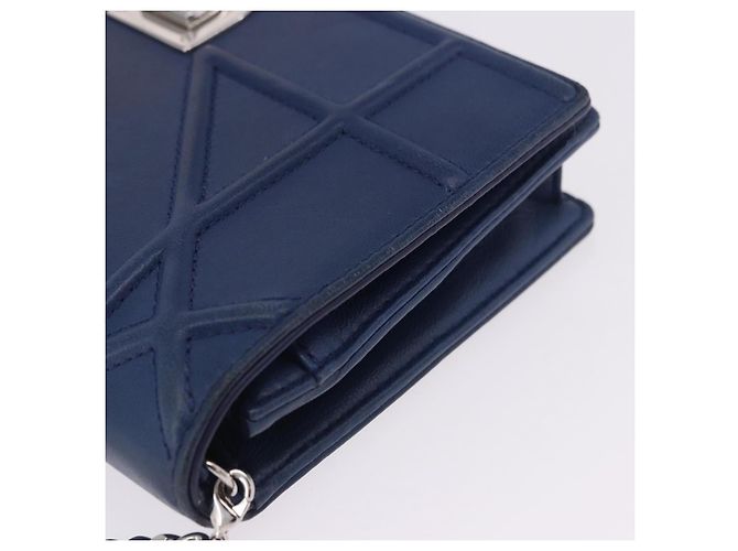Borsa a tracolla con catena Christian Dior Diorama in pelle blu e argento autentica 204772V - vista 8