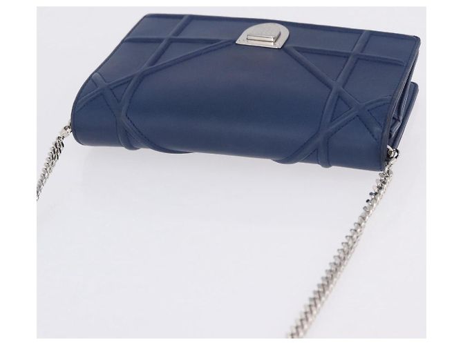 Borsa a tracolla con catena Christian Dior Diorama in pelle blu e argento autentica 204772V - vista 9