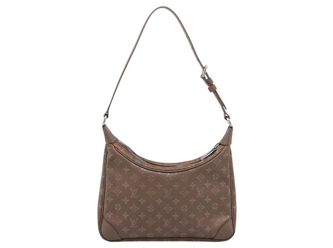 LOUIS VUITTON Monogram Satin Little Boulogne Hand Bag Beige M92143 Auth BA15499A Monogramma - vista 2