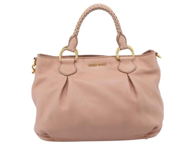 Miu Miu Tote Bag Leder 2-Wege Rosa Goldfarben Auth BA15531 Pink - Ansicht 13