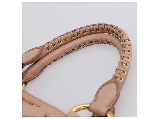 Miu Miu Tote Bag Leder 2-Wege Rosa Goldfarben Auth BA15531 Pink - Ansicht 14