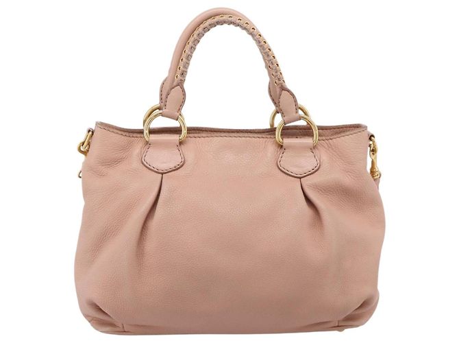 Miu Miu Tote Bag Leder 2-Wege Rosa Goldfarben Auth BA15531 Pink - Ansicht 2