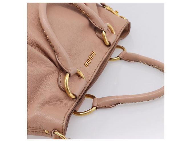 Miu Miu Tote Bag Leder 2-Wege Rosa Goldfarben Auth BA15531 Pink - Ansicht 6