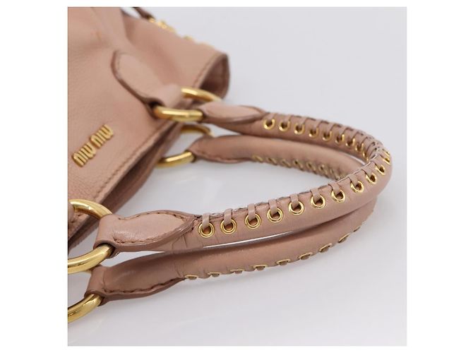 Miu Miu Tote Bag Leder 2-Wege Rosa Goldfarben Auth BA15531 Pink - Ansicht 7
