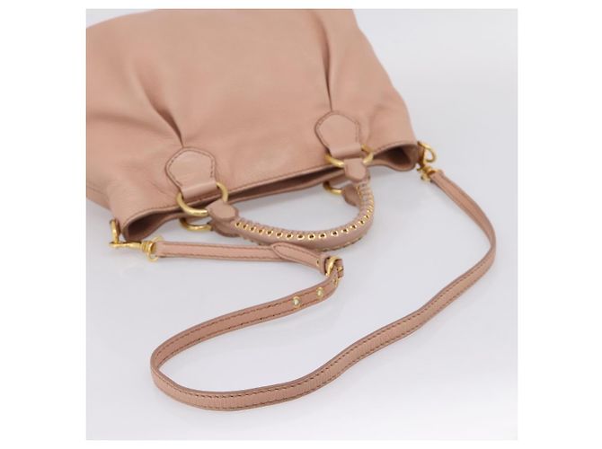 Miu Miu Tote Bag Leder 2-Wege Rosa Goldfarben Auth BA15531 Pink - Ansicht 9