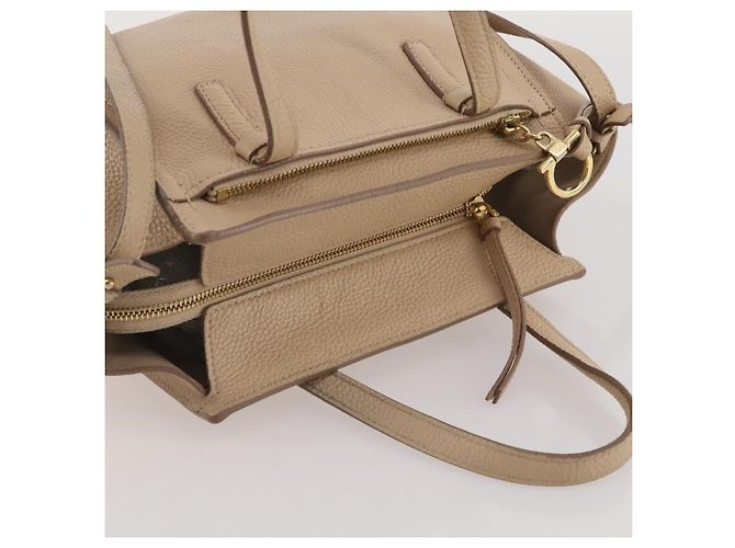 Borsa Salvatore Ferragamo Gancini in pelle 2way Beige Gold Auth 203581 D'oro - vista 15