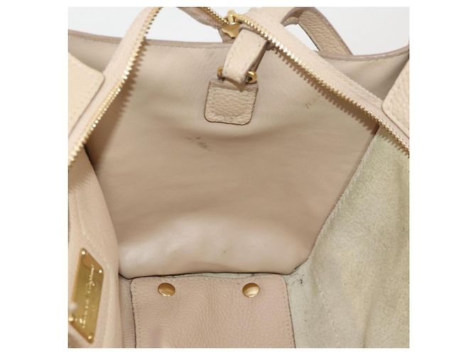Borsa Salvatore Ferragamo Gancini in pelle 2way Beige Gold Auth 203581 D'oro - vista 34