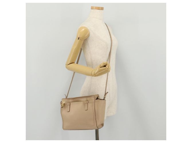 Borsa Salvatore Ferragamo Gancini in pelle 2way Beige Gold Auth 203581 D'oro - vista 40