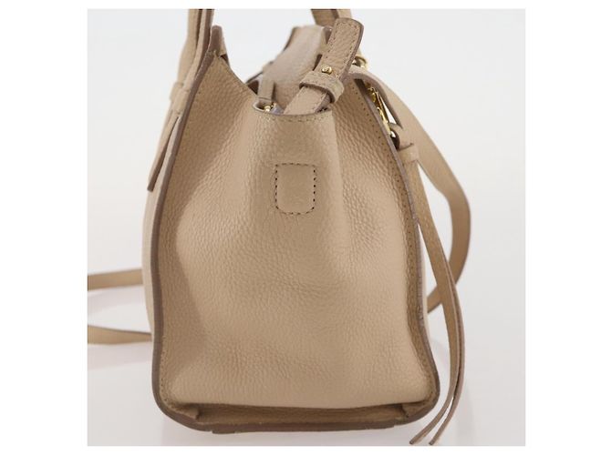Borsa Salvatore Ferragamo Gancini in pelle 2way Beige Gold Auth 203581 D'oro - vista 7