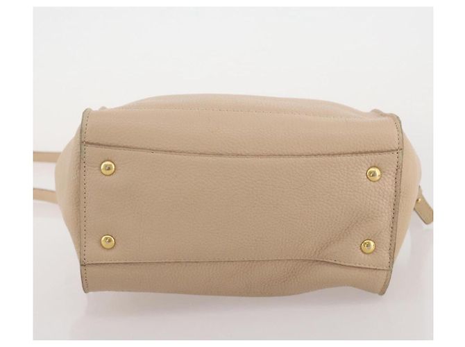 Borsa Salvatore Ferragamo Gancini in pelle 2way Beige Gold Auth 203581 D'oro - vista 8