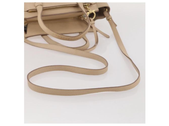 Borsa Salvatore Ferragamo Gancini in pelle 2way Beige Gold Auth 203581 D'oro - vista 9