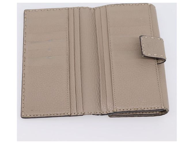 FENDI Celeria Long Wallet Leather Beige Silver 8M0308 Auth BA15601 Silvery - view 10