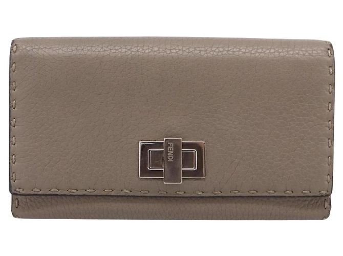 FENDI Celeria Long Wallet Leather Beige Silver 8M0308 Auth BA15601 Silvery - view 13