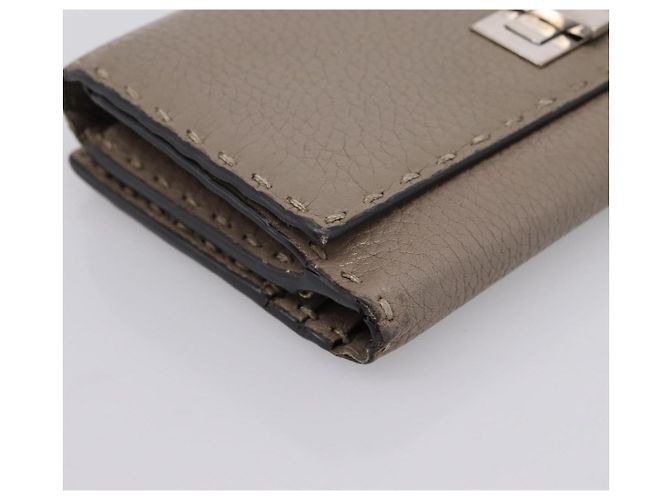 FENDI Celeria Long Wallet Leather Beige Silver 8M0308 Auth BA15601 Silvery - view 14