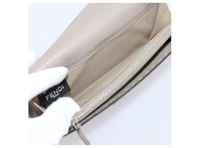 FENDI Celeria Long Wallet Leather Beige Silver 8M0308 Auth BA15601 Silvery - view 18