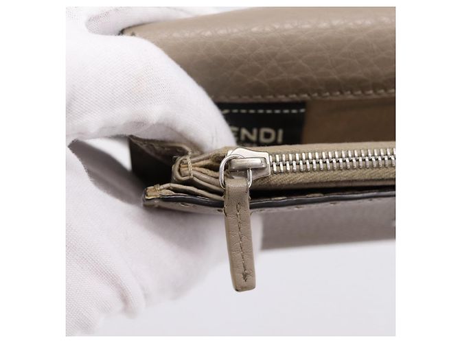 FENDI Celeria Long Wallet Leather Beige Silver 8M0308 Auth BA15601 Silvery - view 19