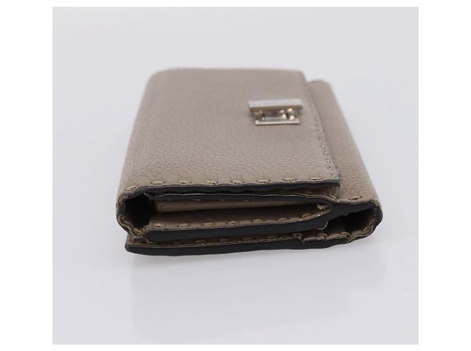 FENDI Celeria Long Wallet Leather Beige Silver 8M0308 Auth BA15601 Silvery - view 3