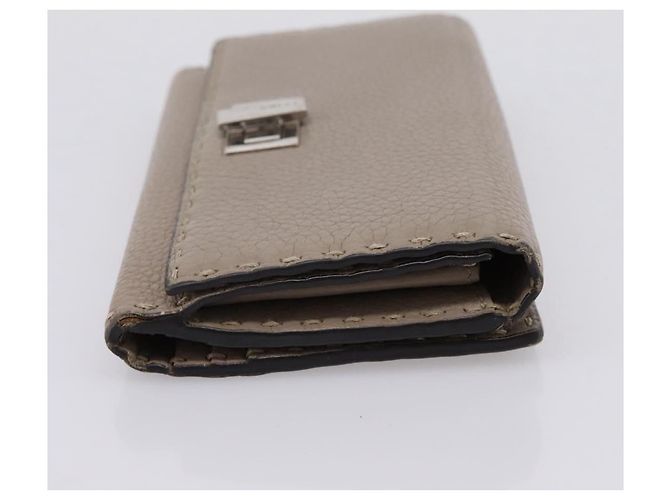 FENDI Celeria Long Wallet Leather Beige Silver 8M0308 Auth BA15601 Silvery - view 4