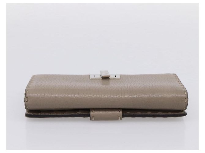 FENDI Celeria Long Wallet Leather Beige Silver 8M0308 Auth BA15601 Silvery - view 5