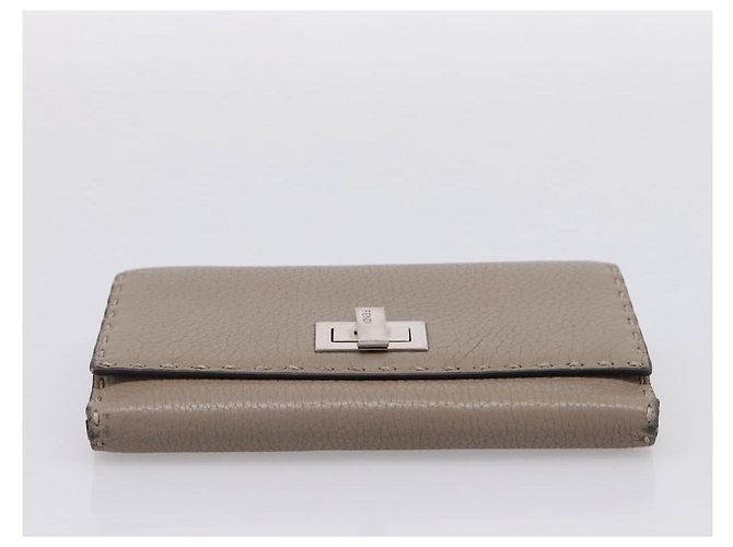 FENDI Celeria Long Wallet Leather Beige Silver 8M0308 Auth BA15601 Silvery - view 6