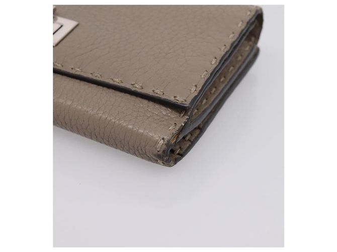 FENDI Celeria Long Wallet Leather Beige Silver 8M0308 Auth BA15601 Silvery - view 7
