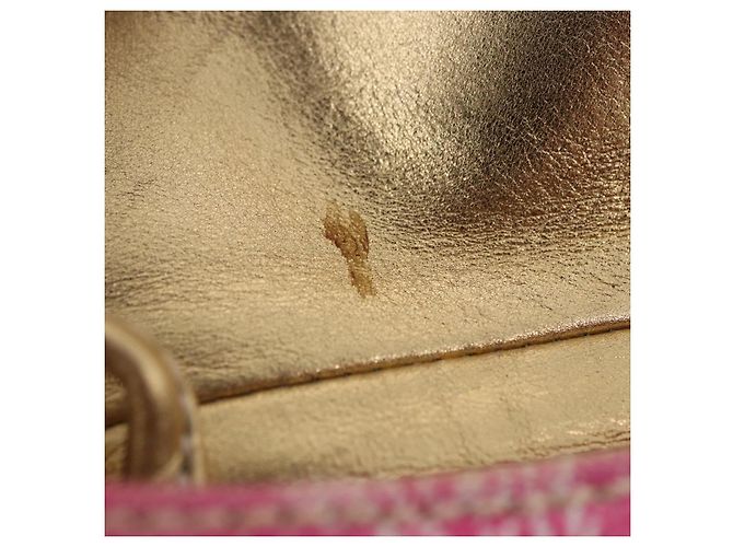 Céline Borsa a tracolla CELINE Paris Macadam Canvas Denim Pink Gold Auth 204045A Rosa D'oro - vista 10