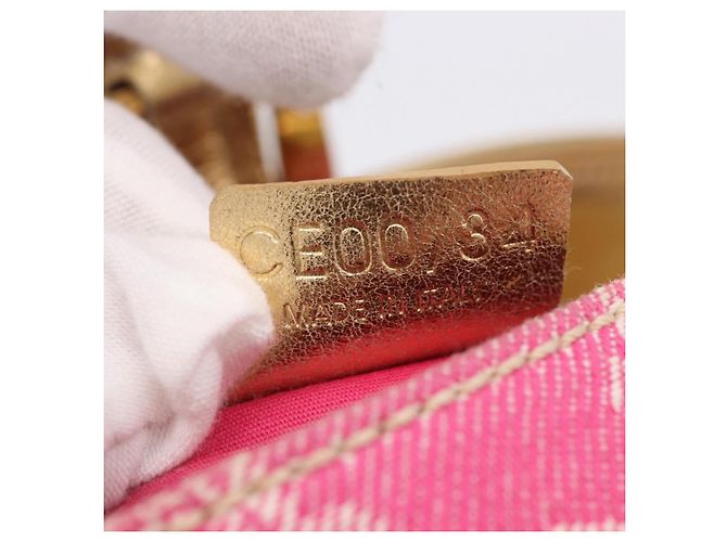 Céline Borsa a tracolla CELINE Paris Macadam Canvas Denim Pink Gold Auth 204045A Rosa D'oro - vista 12