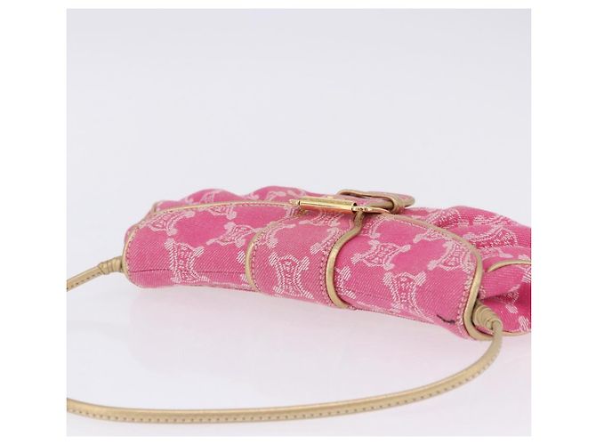 Céline Borsa a tracolla CELINE Paris Macadam Canvas Denim Pink Gold Auth 204045A Rosa D'oro - vista 14