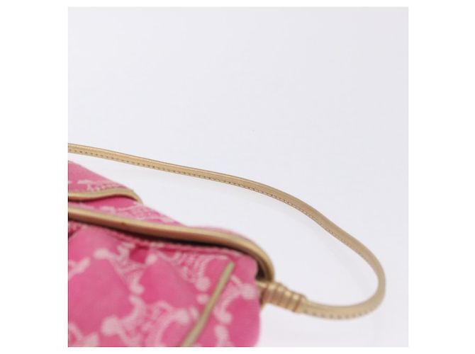 Céline Borsa a tracolla CELINE Paris Macadam Canvas Denim Pink Gold Auth 204045A Rosa D'oro - vista 15