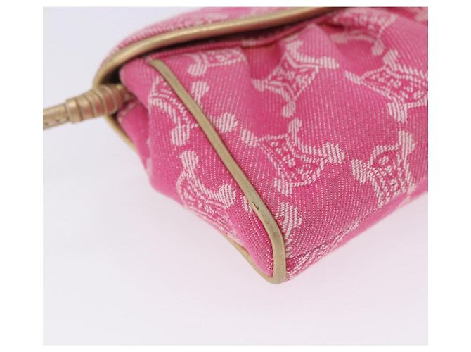 Céline Borsa a tracolla CELINE Paris Macadam Canvas Denim Pink Gold Auth 204045A Rosa D'oro - vista 16