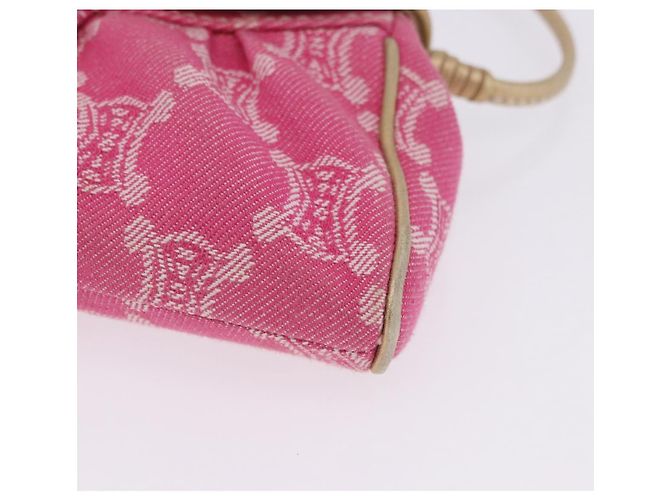 Céline Borsa a tracolla CELINE Paris Macadam Canvas Denim Pink Gold Auth 204045A Rosa D'oro - vista 17