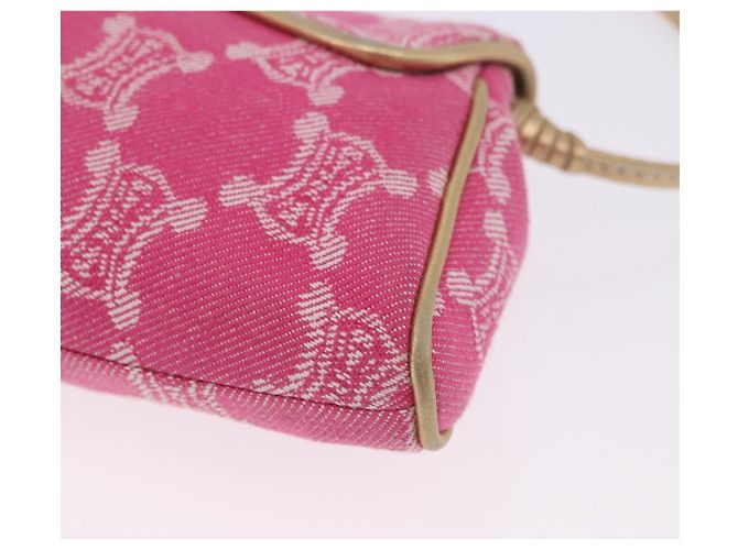 Céline Borsa a tracolla CELINE Paris Macadam Canvas Denim Pink Gold Auth 204045A Rosa D'oro - vista 19