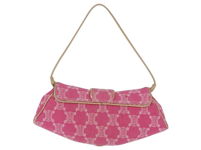 Céline Borsa a tracolla CELINE Paris Macadam Canvas Denim Pink Gold Auth 204045A Rosa D'oro - vista 2